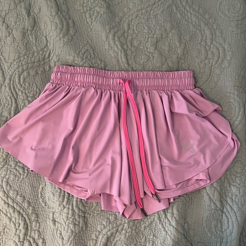 pink flowy skirt